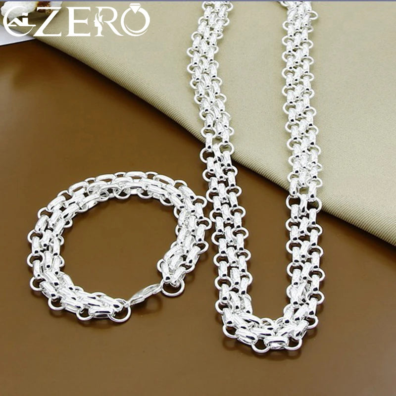 Luxury 925 Sterling Silver Interlocking Chain Jewelry Set