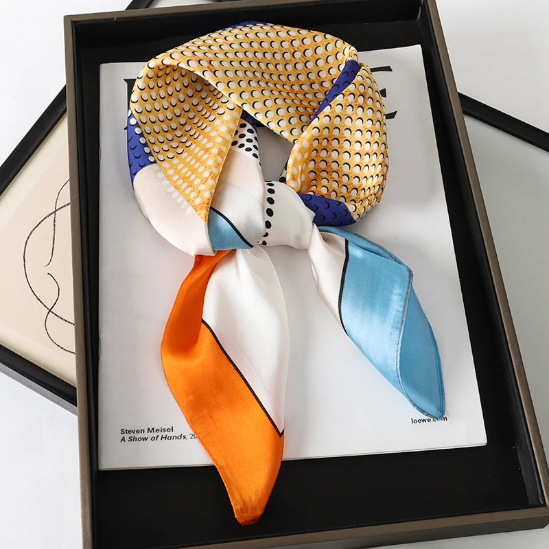 RUNMEIFA Luxury Silk Square Scarf