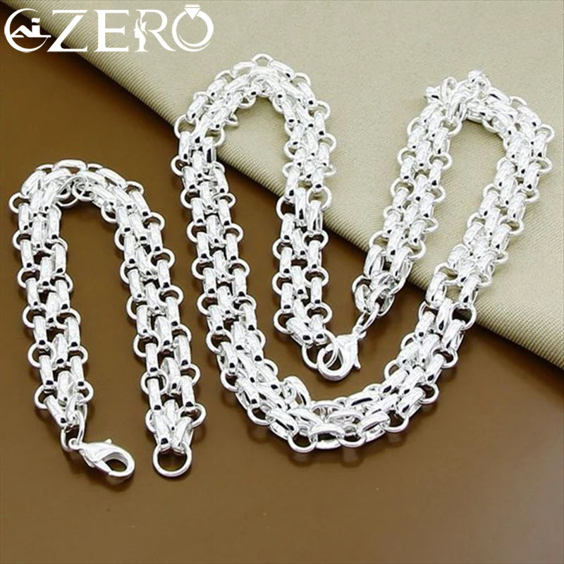 Luxury 925 Sterling Silver Interlocking Chain Jewelry Set
