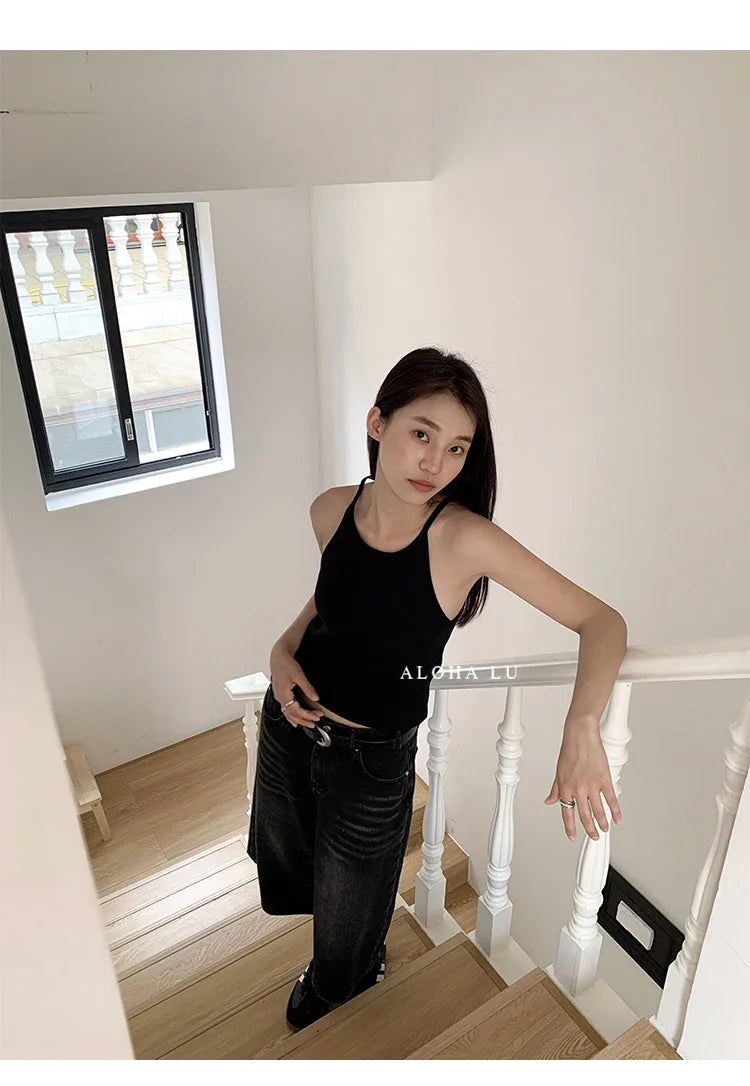 Y2K High-Waisted Black Denim Shorts