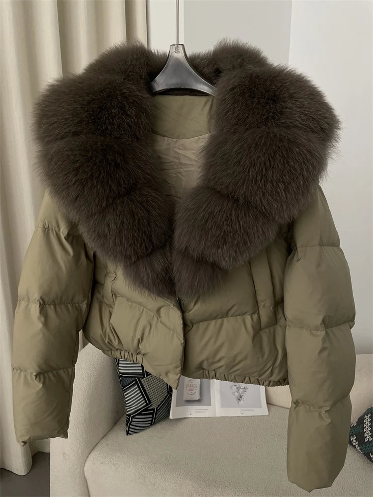 Premium Natural Fox Fur Down Coat