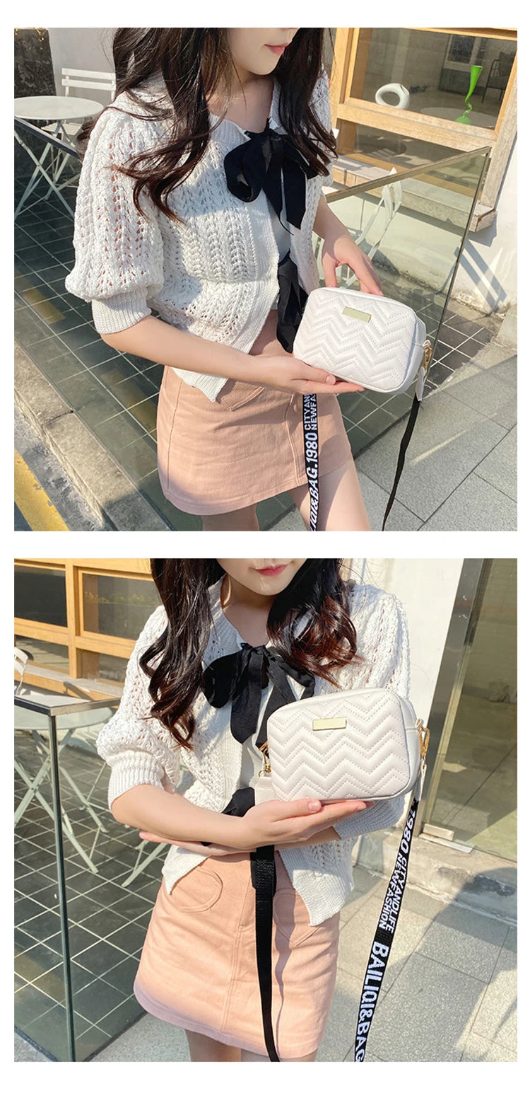 Elegant Wave-Embroidered Crossbody Bag
