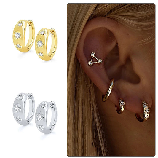 CANNER 925 Sterling Silver Star Anise Hoop Earrings