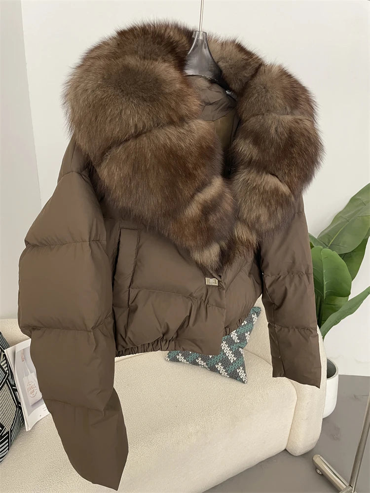 Premium Natural Fox Fur Down Coat