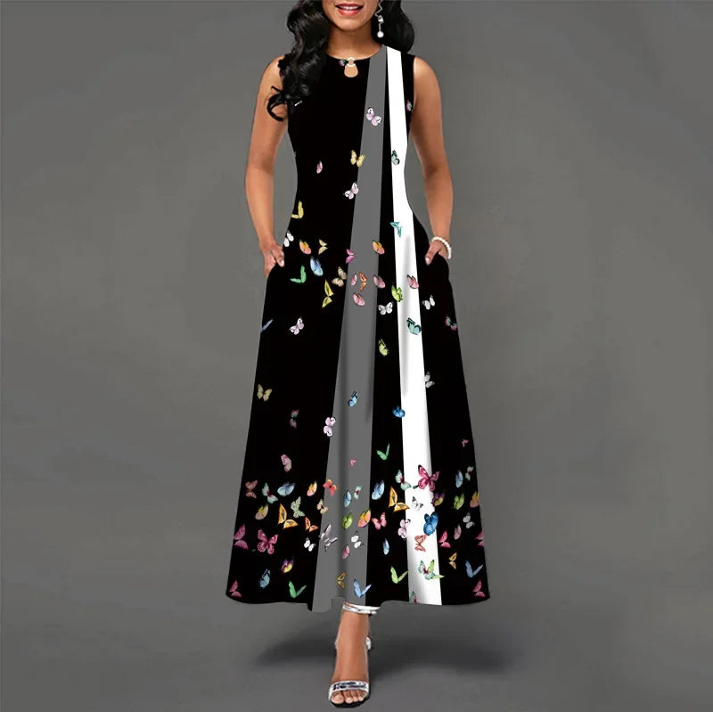 Floral Bohemian Maxi Dress with Pockets