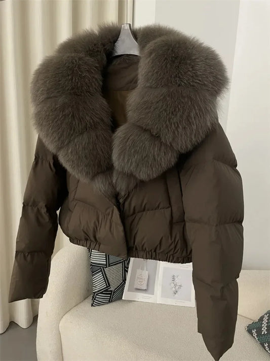 Premium Natural Fox Fur Down Coat