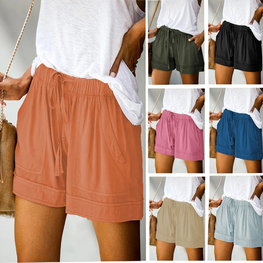 High-Waisted Lace-Up Shorts with Pockets