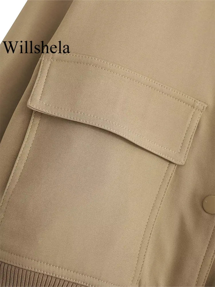 Women's Classic V-Neck Bomber Jacket