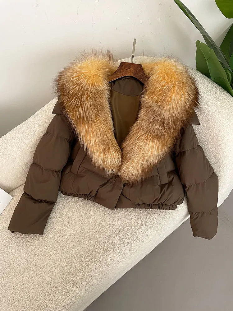 Premium Natural Fox Fur Down Coat