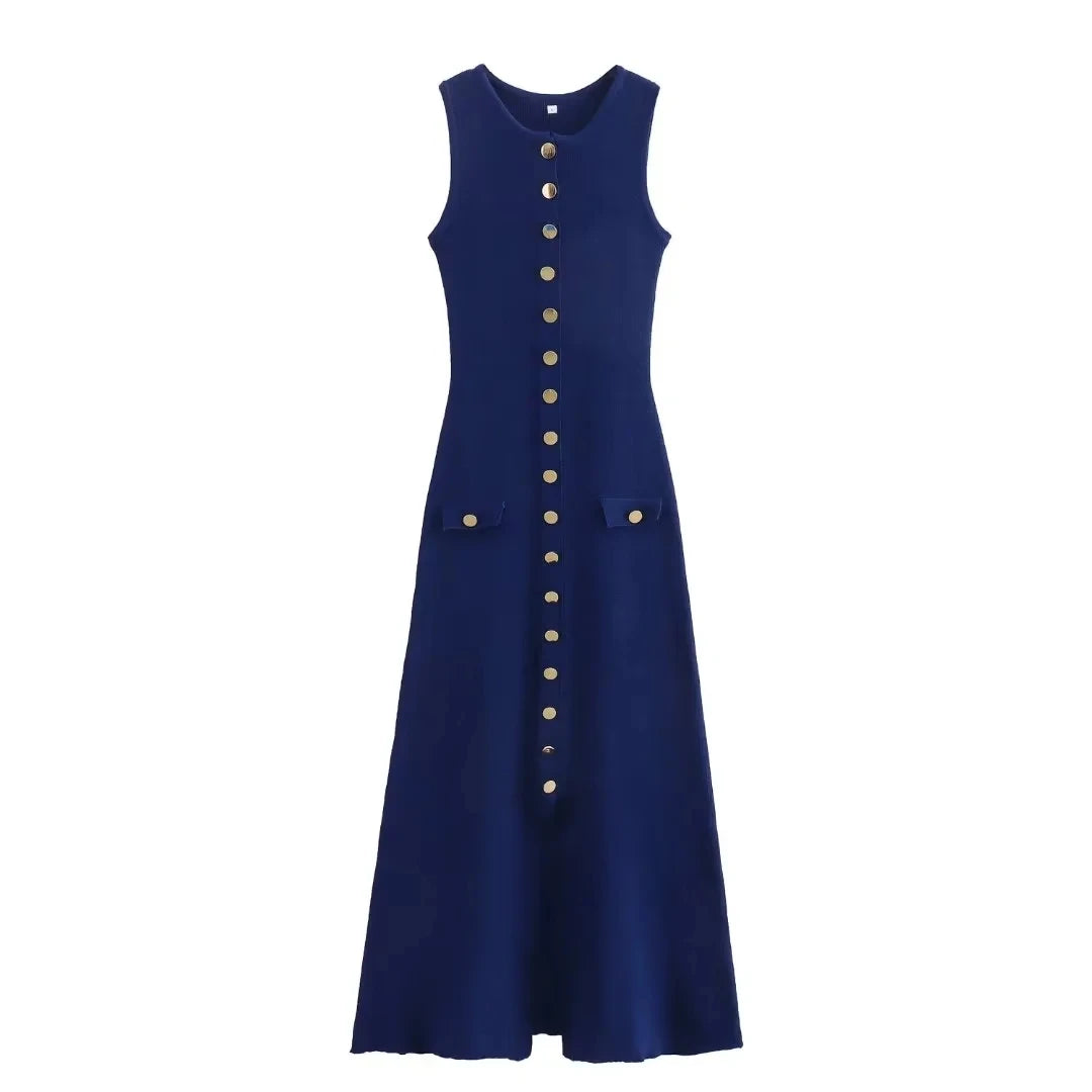 Elegant Solid Knitted Dress