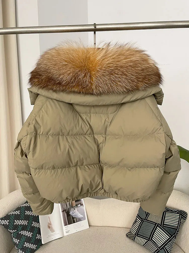 Premium Natural Fox Fur Down Coat