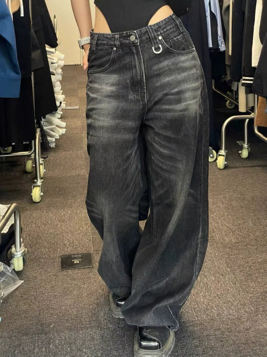 Women's Vintage High-Waisted Wide Leg Jean Pants