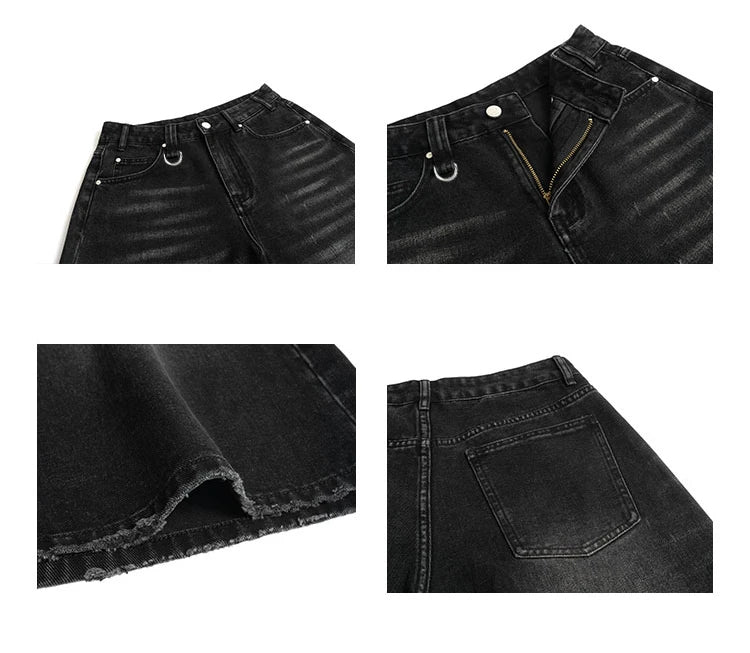 Y2K High-Waisted Black Denim Shorts