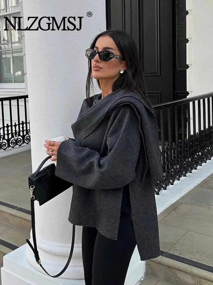 Women's Asymmetric Knit Coat