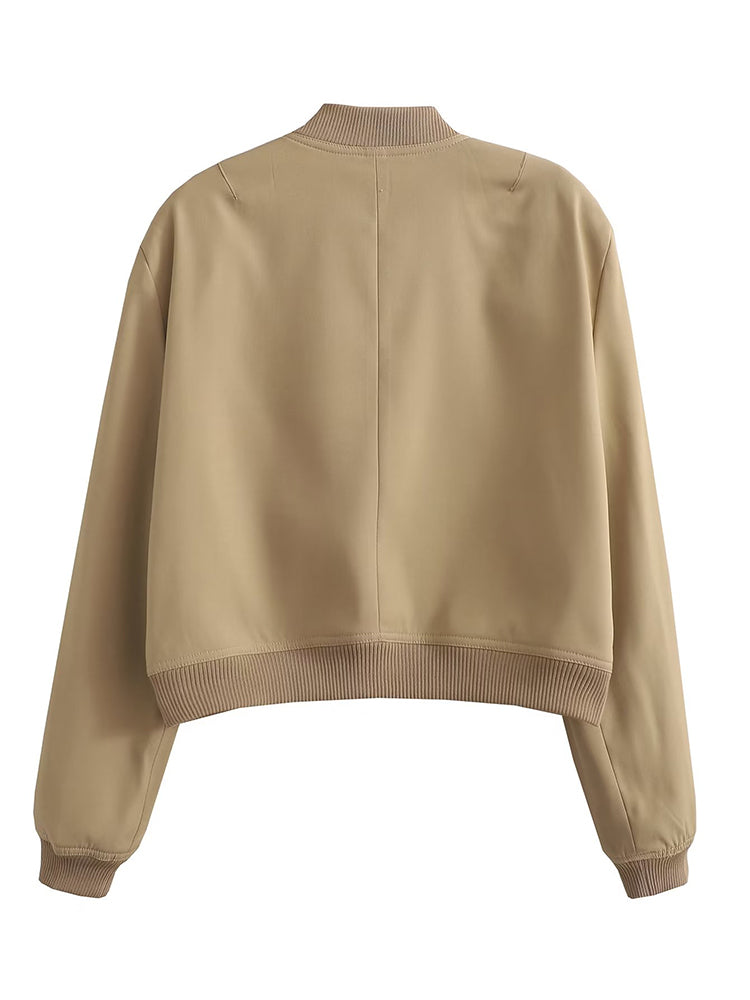 Women's Classic V-Neck Bomber Jacket