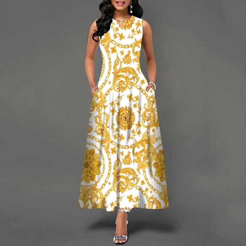 Floral Bohemian Maxi Dress with Pockets