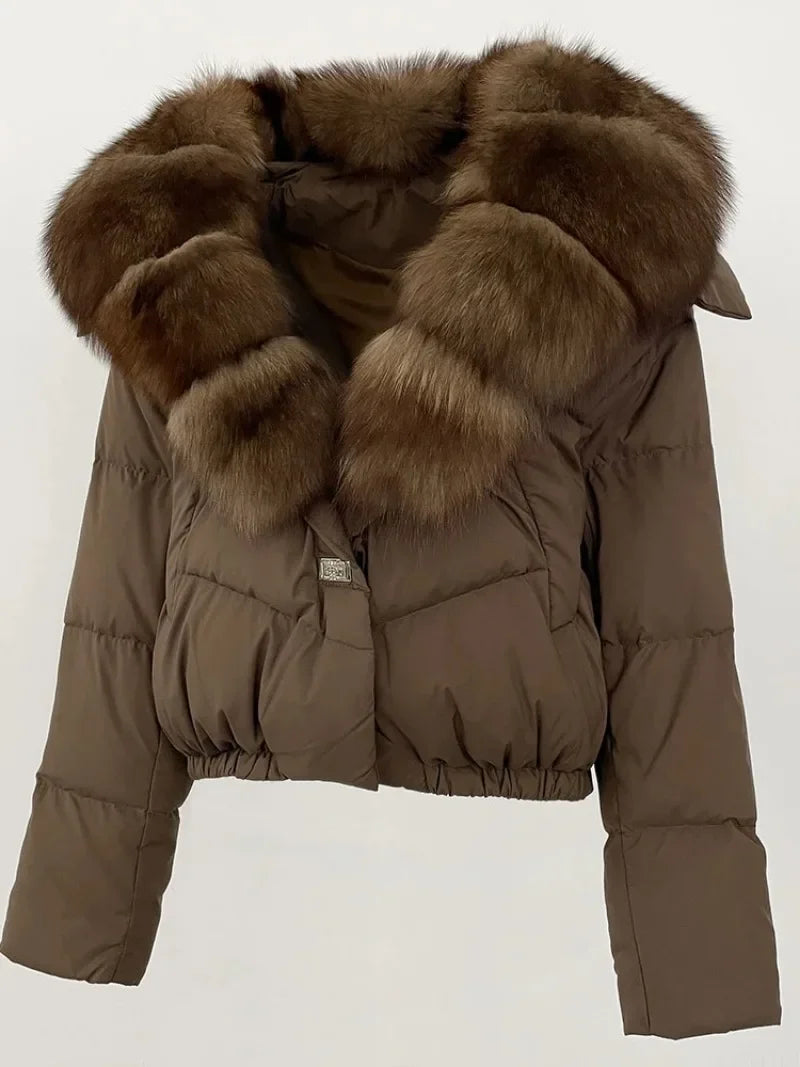 Premium Natural Fox Fur Down Coat