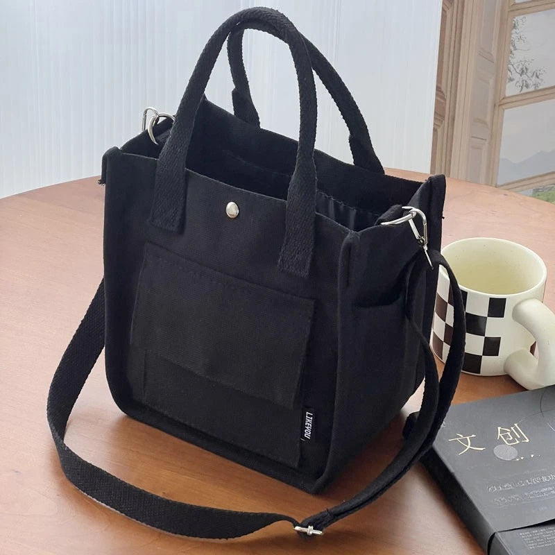 Multi Pocket Tote Canvas Bag Handheld Crossbody Bag Minimalist Design Versatile Handheld Bag Convenient Meal Box Bag
