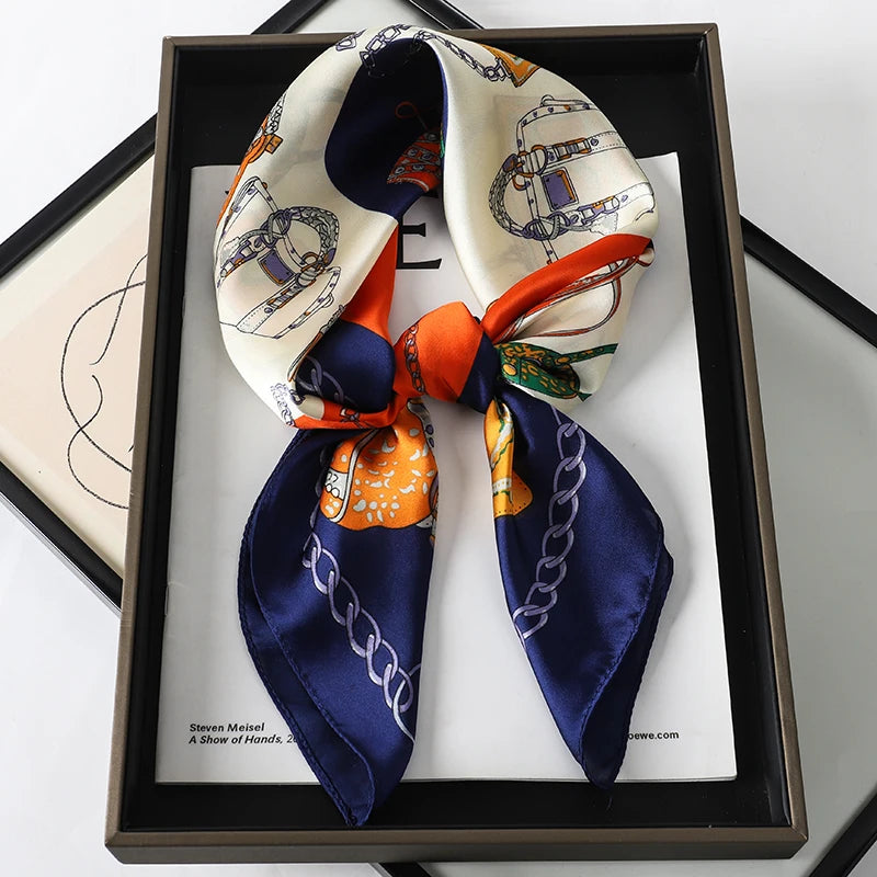 RUNMEIFA Luxury Silk Square Scarf