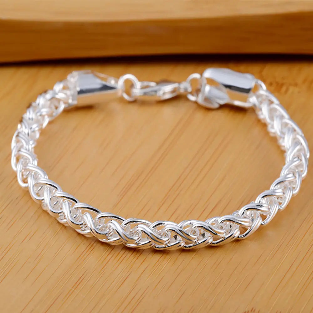 Handcrafted 925 Sterling Silver Twisted Rope Bracelet