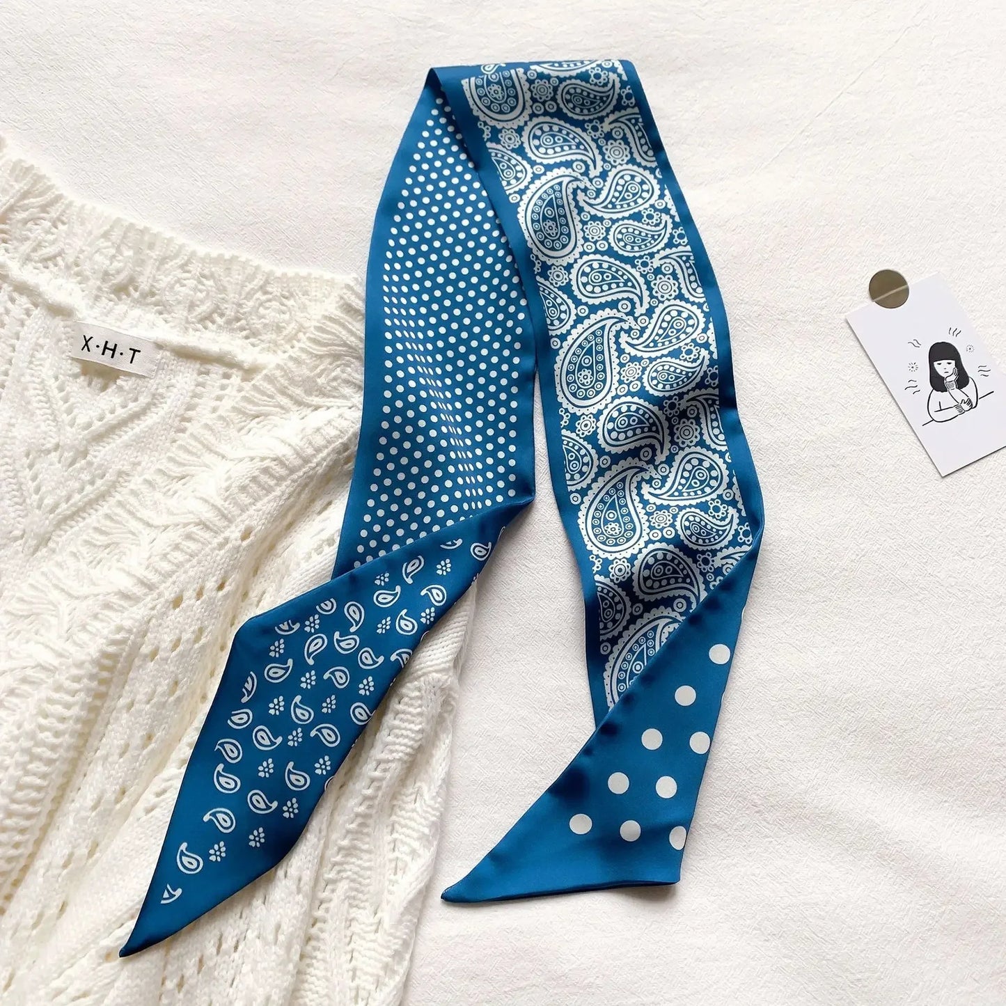 Luxury Silk-Feel Ribbon Scarf