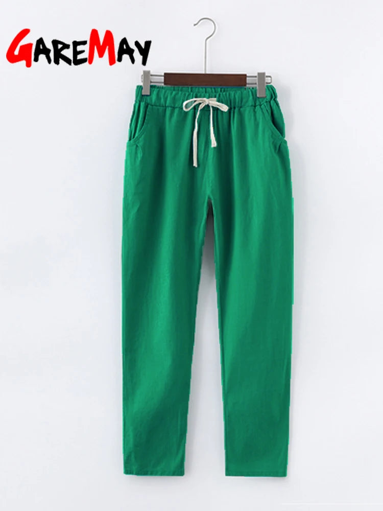 Women's Cotton Linen Ankle Pants