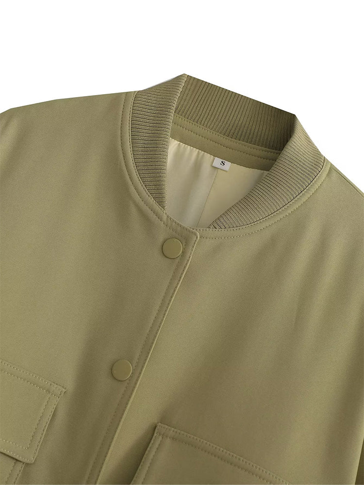 Women's Classic V-Neck Bomber Jacket