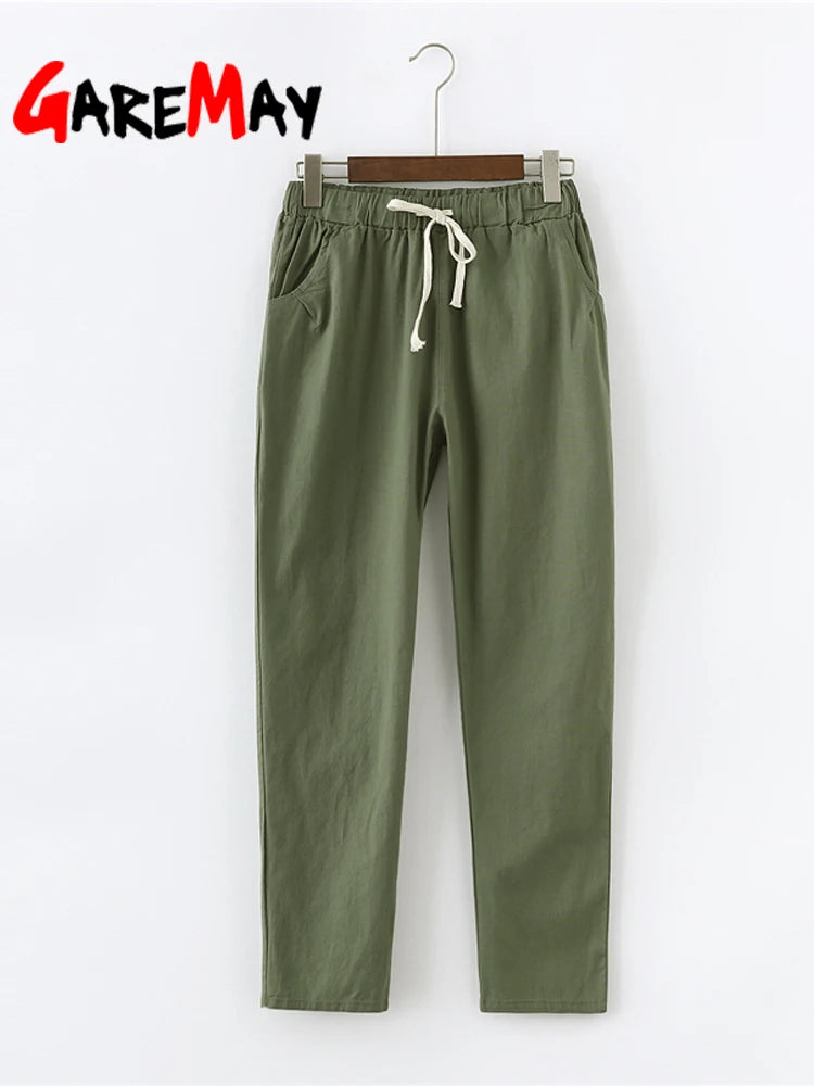 Women's Cotton Linen Ankle Pants