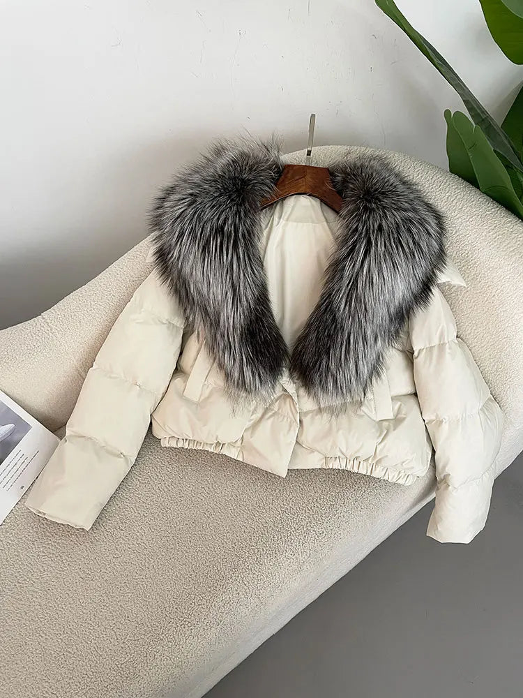 Premium Natural Fox Fur Down Coat