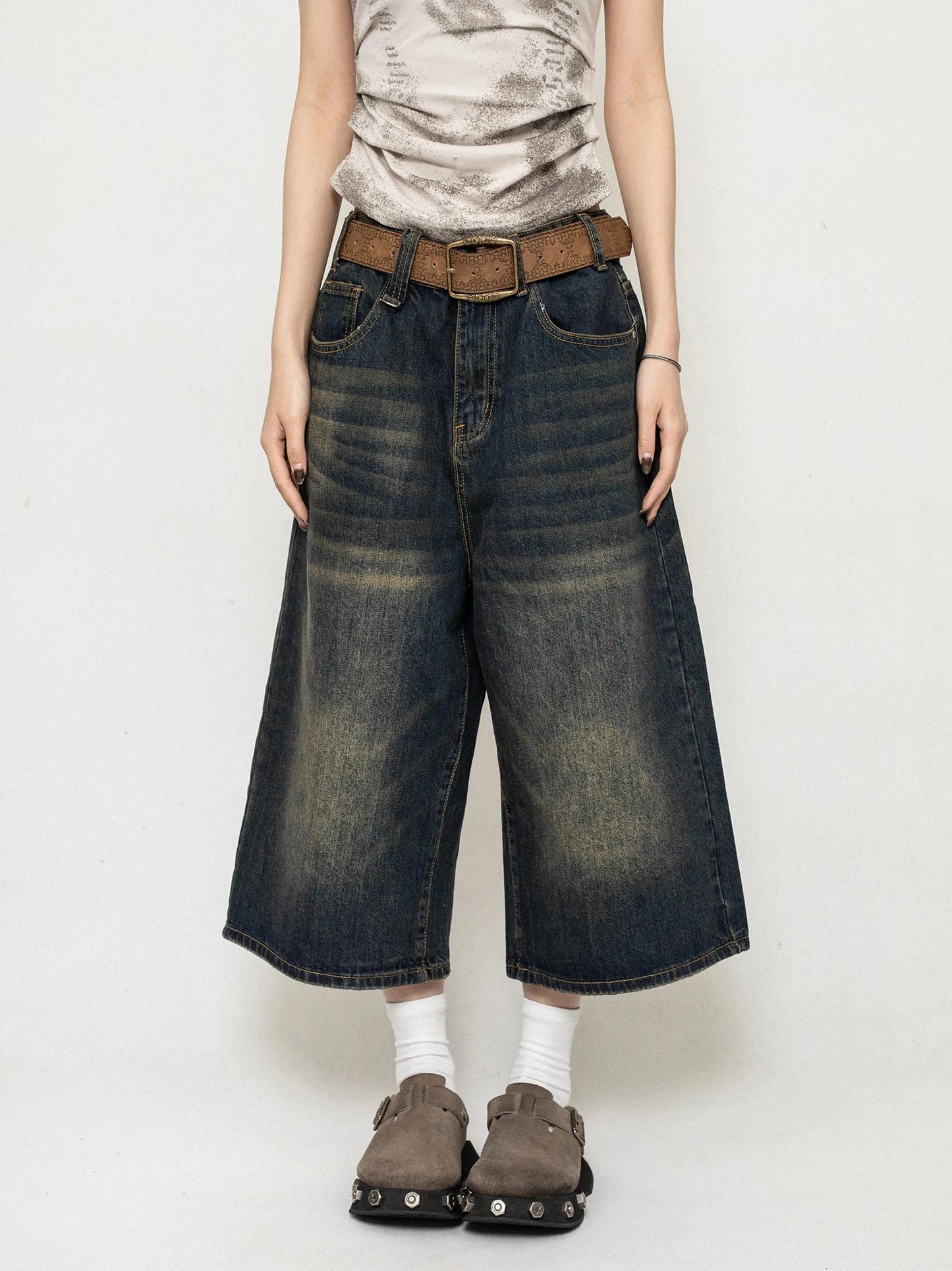 Y2K High-Waisted Black Denim Shorts