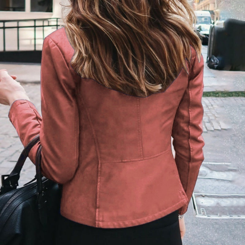 Women's Classic Slim Fit Faux Leather Motorcycle Jacket