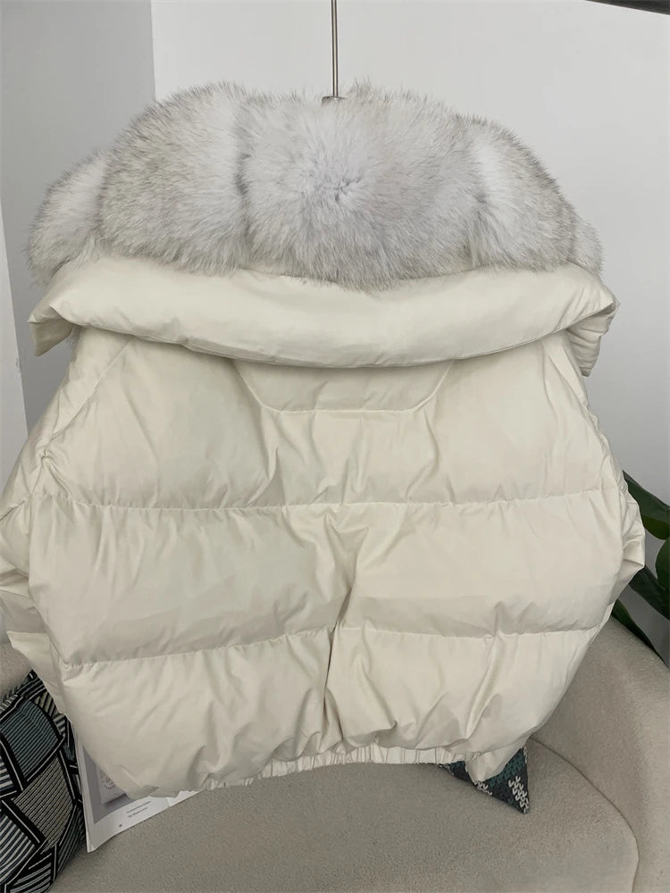 Premium Natural Fox Fur Down Coat