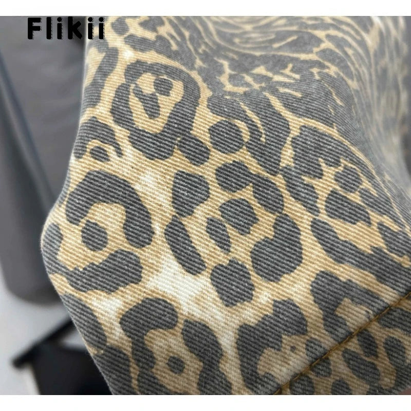 Y2K High-Waisted Leopard Print Big Jeans Pant