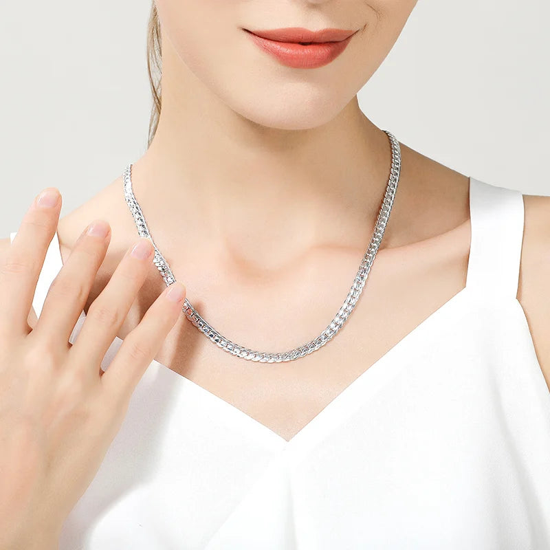 S925 Sterling Silver Cuban Link Chain Necklace