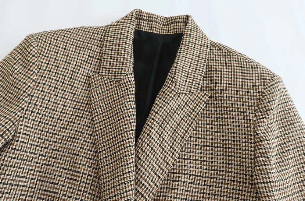 Classic Double Breasted Plaid Blazer