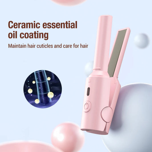 Portable Mini Hair Straightener Curling Iron Ceramic Straightening Styling Tools Curling And Straightened Dual-use Splint