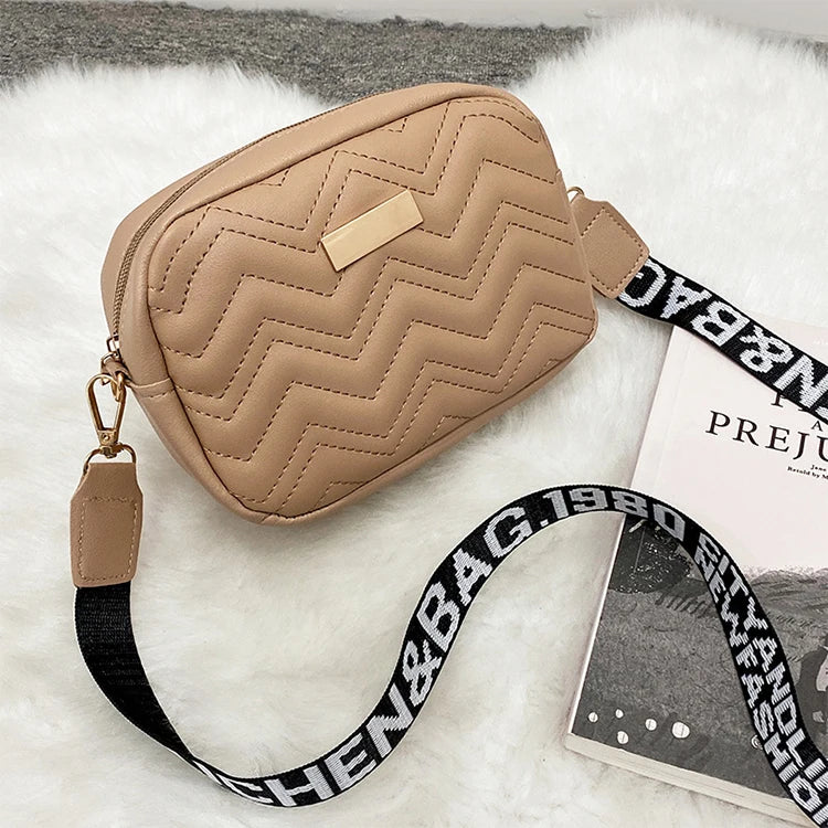Elegant Wave-Embroidered Crossbody Bag