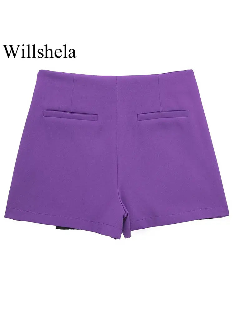Willshela High-Waisted Asymmetrical Shorts Skort