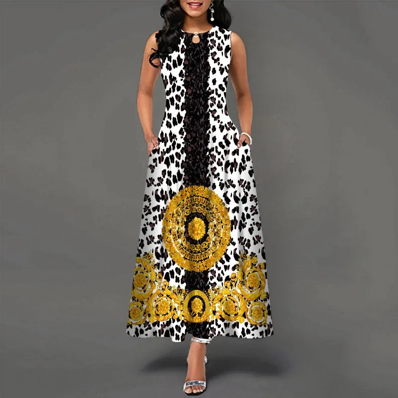 Floral Bohemian Maxi Dress with Pockets