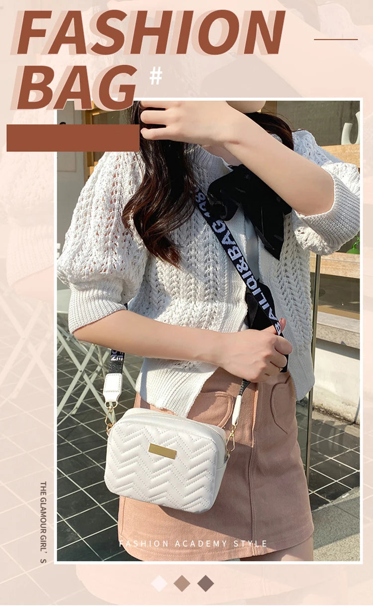 Elegant Wave-Embroidered Crossbody Bag
