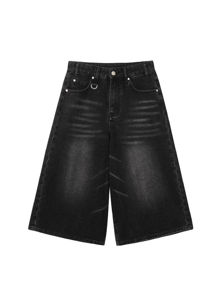 Y2K High-Waisted Black Denim Shorts