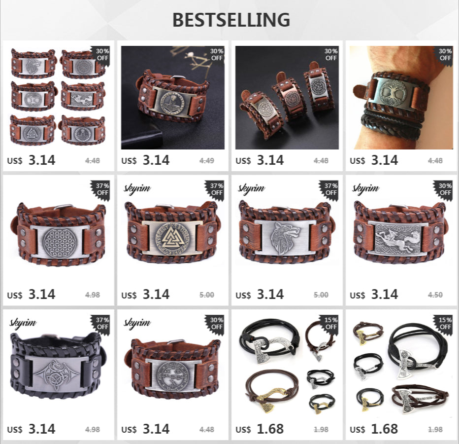 Handcrafted Thor's Hammer Leather Bracelet