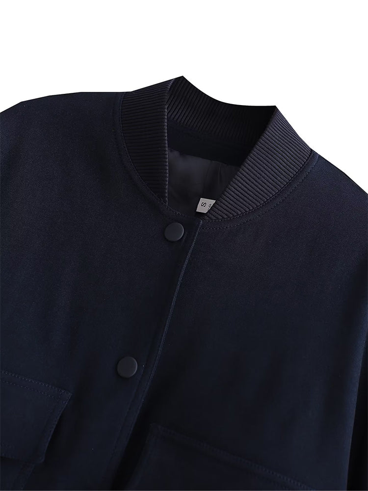 Women's Classic V-Neck Bomber Jacket