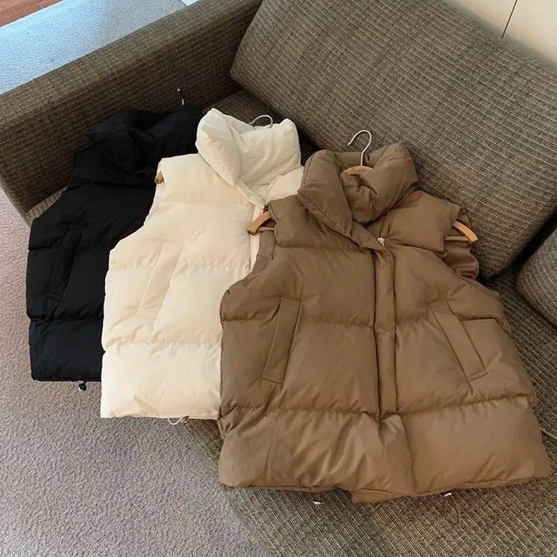 Y2K Puffer Vest - Women's Winter Thick Down Waistcoat with Zipper