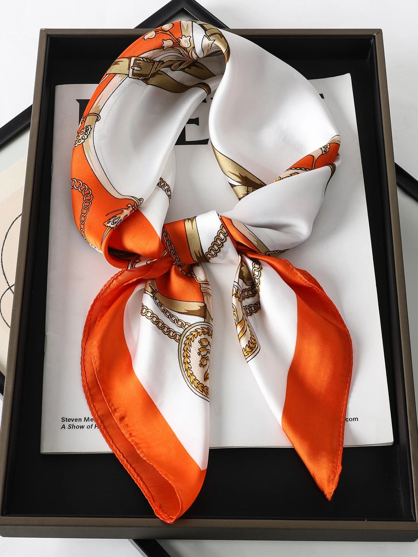 RUNMEIFA Luxury Silk Square Scarf