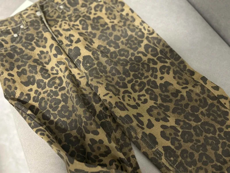 Y2K High-Waisted Leopard Print Big Jeans Pant