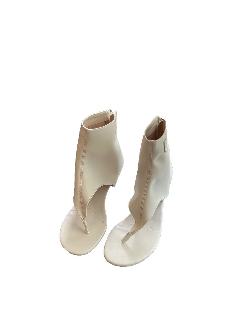 Eilyken Street Style Open Head Toe Low Heels Sandals Woman Design Zipper Boot Party Elegance Flip Flops Shoes