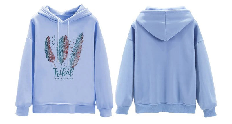 Women's Cozy Feather Print Hoodie