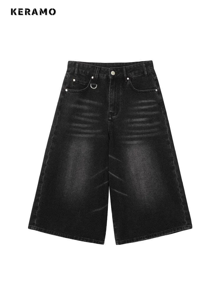 Y2K High-Waisted Black Denim Shorts