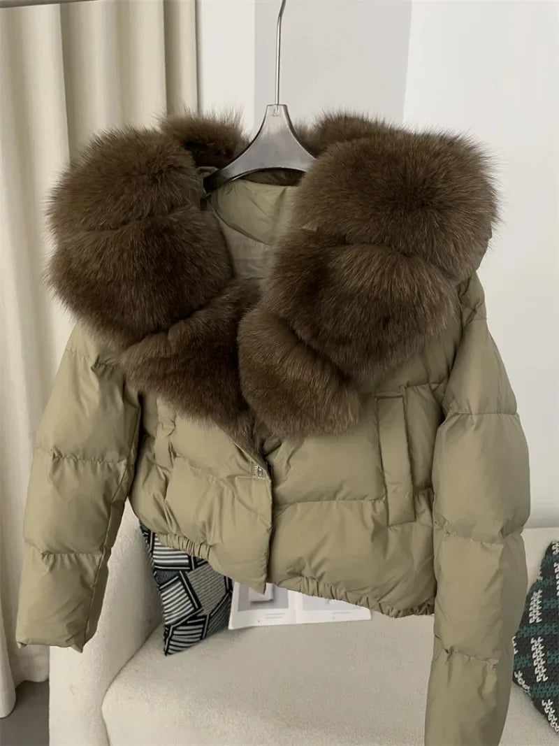 Premium Natural Fox Fur Down Coat